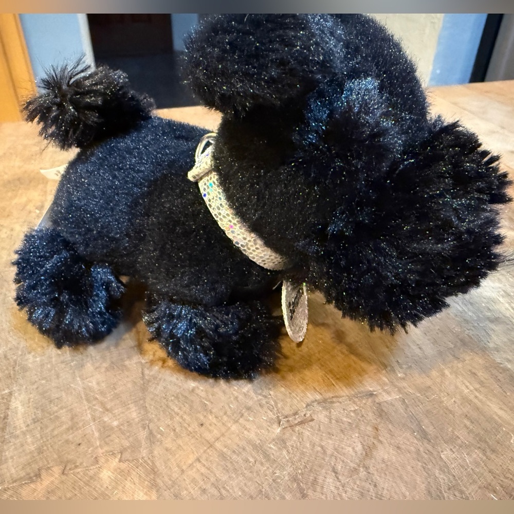 Black Plush Dog “Sammy” Justice 6 inch Black Terroir Dog Sparkly Collar - Picture 1 of 12